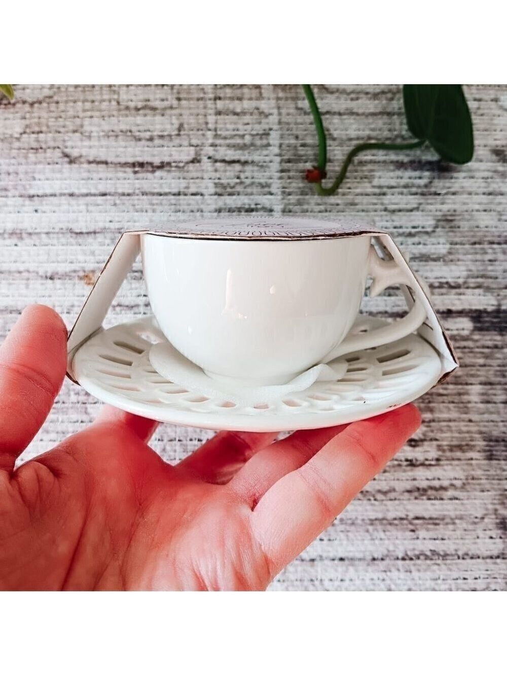 NWT - Ciroa Lace Porcelain Espresso Cup With Saucer